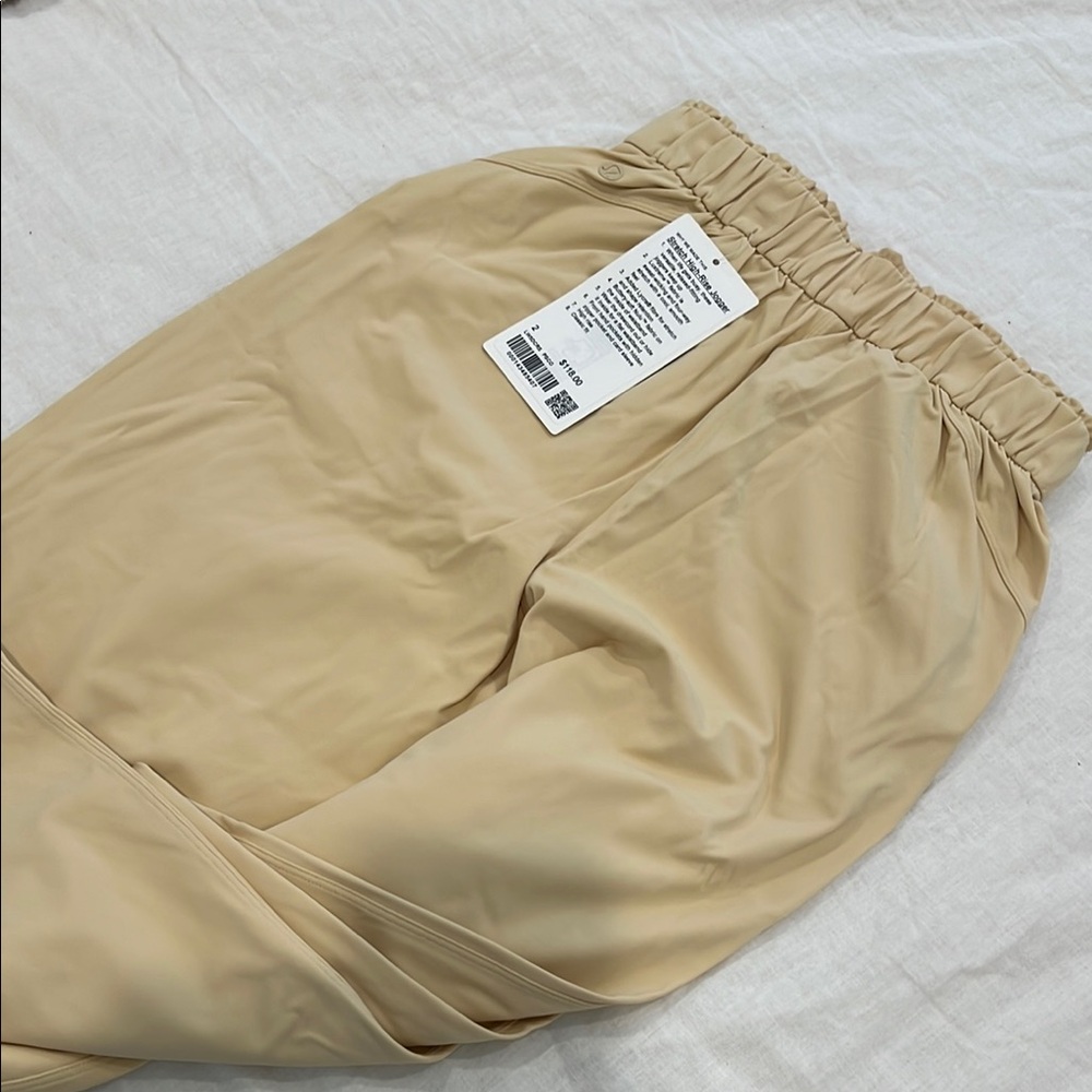 Beige Elastic Waist Pants